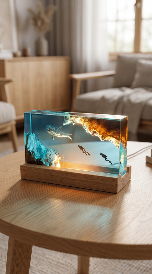 „Deep Dive" — Epoxy Diver Lamp